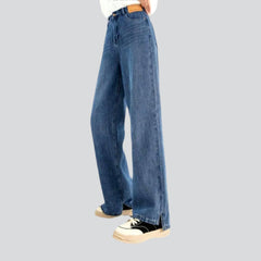 High-waist bottom women slit jeans