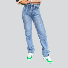 High-waist light-wash jeans for ladies