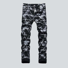 Inscription print black men jeans