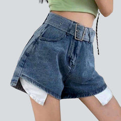 Inside out pocket denim shorts