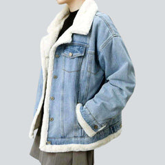 Lamb fleece women denim jacket