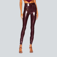 Latex shiny women denim pants