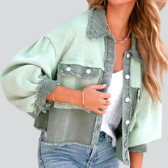 Layered cropped denim jacket