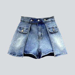 Layered women denim skort