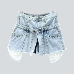 Layered women jeans shorts