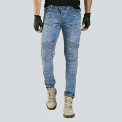 Light blue men moto jeans