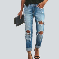 Light blue ripped women jeans