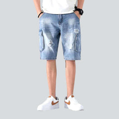 Light cargo men denim shorts