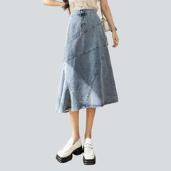 Light patchwork a-line denim skirt