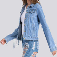 Hell gewaschene Slim-Jeansjacke für Damen