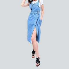 Light wash slit denim dress