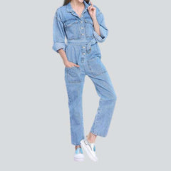 Leicht gewaschener Damen-Jeans-Overall