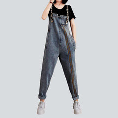 Jeans-Overall mit Linienstickerei für Damen