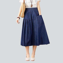 Long denim skirt with pocket