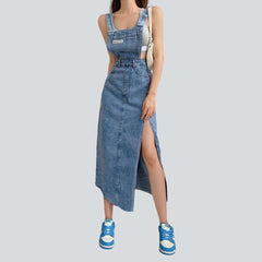 Long side slit denim dress