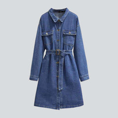 Long sleeve midi denim dress