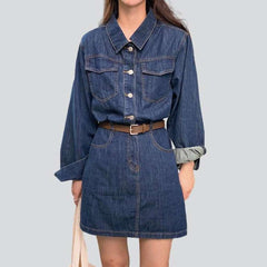 Long sleeve mini denim dress