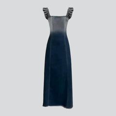 Long sleeveless women denim dress