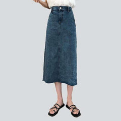 Long slit women denim skirt