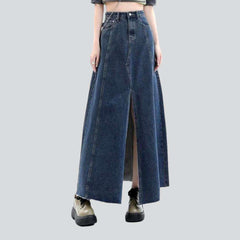 Long women denim skirt