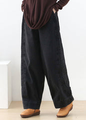 Loose Blue Black Colour High Waist Pockets Harem Denim Pants Fall