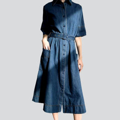 Loose medium-wash jean dress