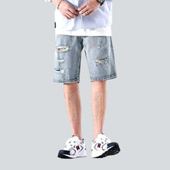 Lockere Retro-Distressed-Jeansshorts