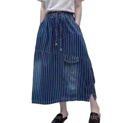 Casual striped women denim skirt