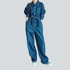 Medium wash baggy denim overall