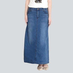 Medium wash casual long skirt