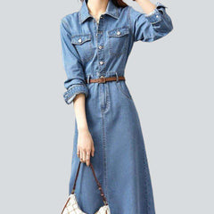 Medium wash monochrome denim dress