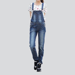 Medium wash women denim jumpsuit