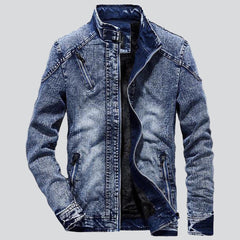 Men jeans jacket with zippers