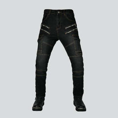 Men moto jeans with zippers