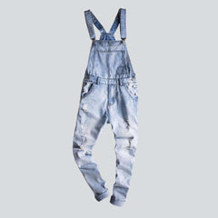 Men ripped denim jumpsuit