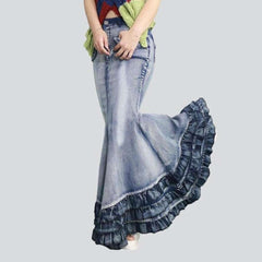 Mermaid frills women denim skirt