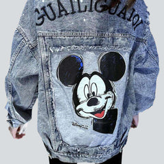 Mickey mouse embroidery denim jacket