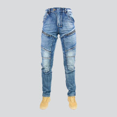 Mid-waist motorcycle jeans for men