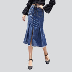 Midi mermaid women denim skirt