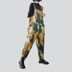 Military cargo women denim overall