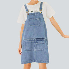 Mini denim dress with suspenders