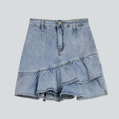 Mini frills jean skirt