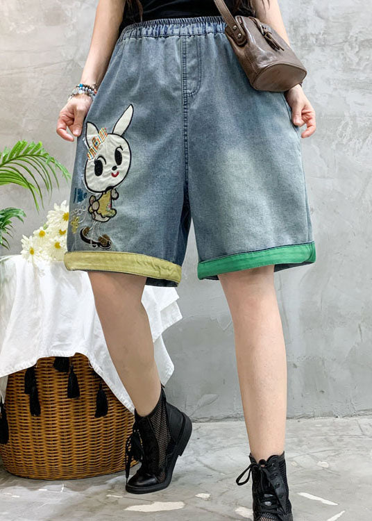 Modern Blue Embroideried denim shorts