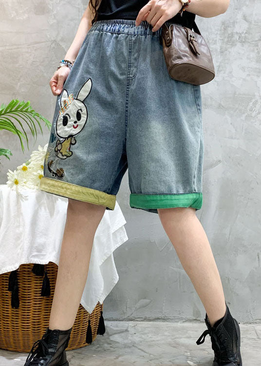 Modern Blue Embroideried denim shorts