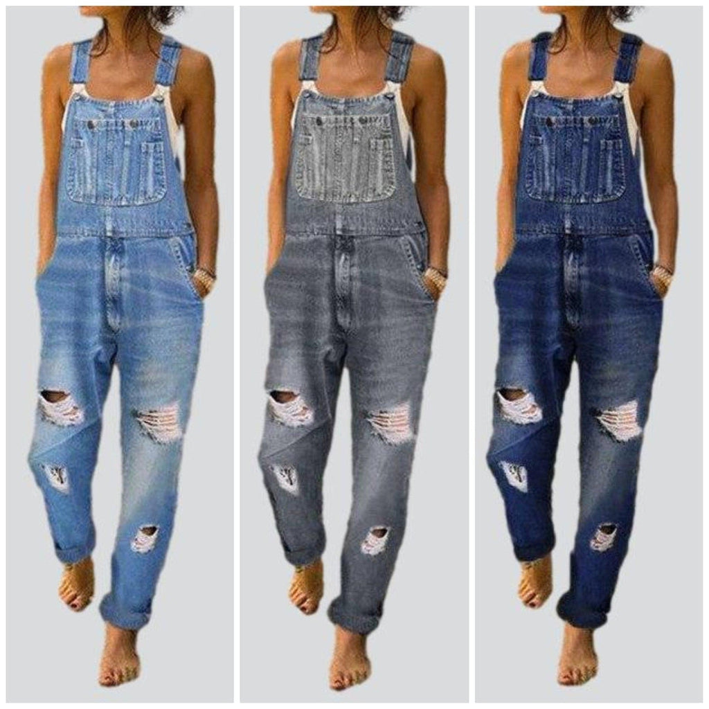 Stylish ripped women jeans overall