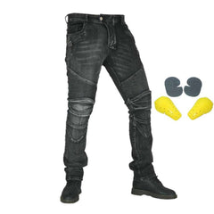 Grey casual men biker jeans