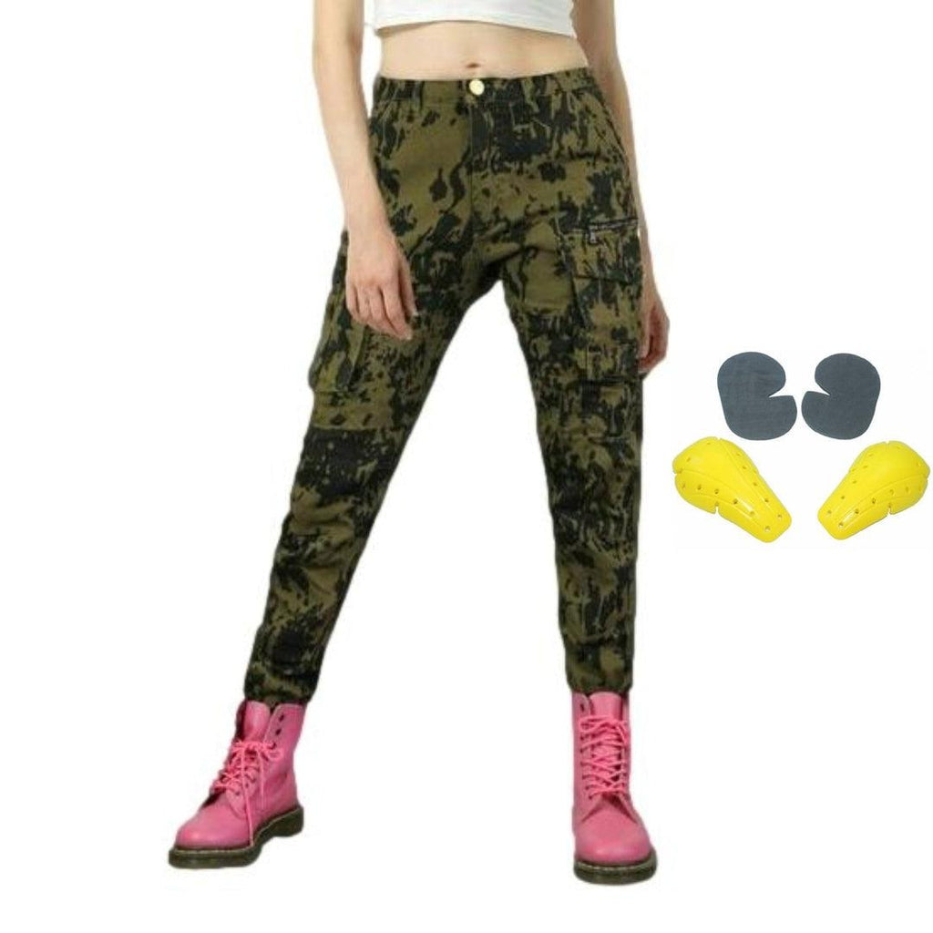 Quality camouflage women biker jeans