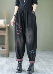 Natural Black Button denim harem Pants