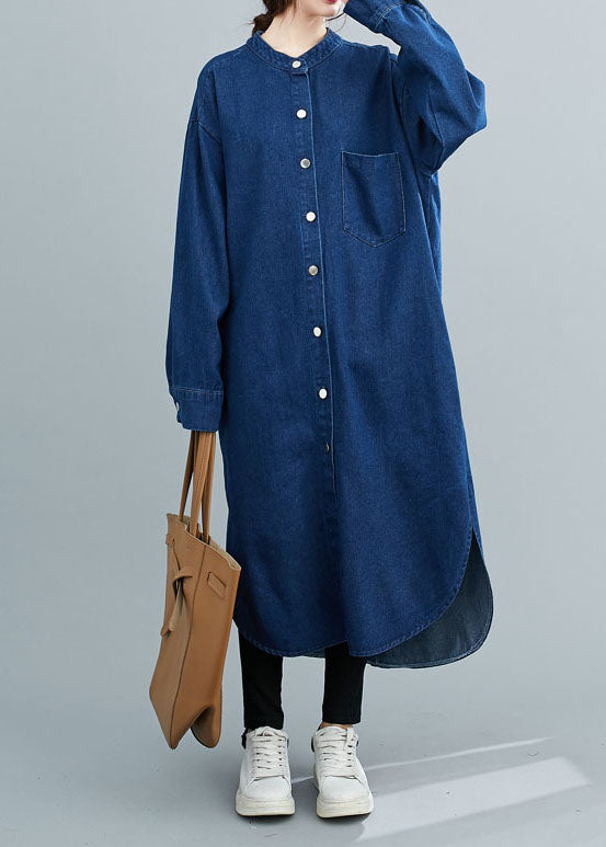 Natural Blue shirts denim Maxi Dress