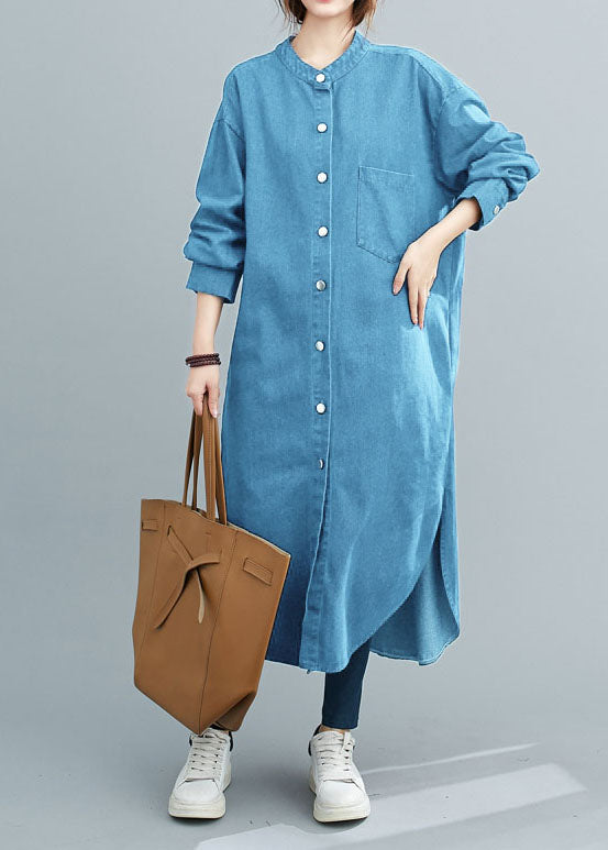 Natural Blue shirts denim Maxi Dress